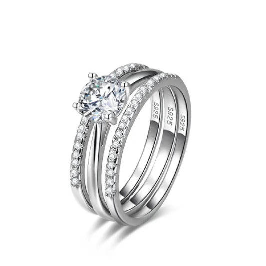 Triple Row Halo Diamond Ring