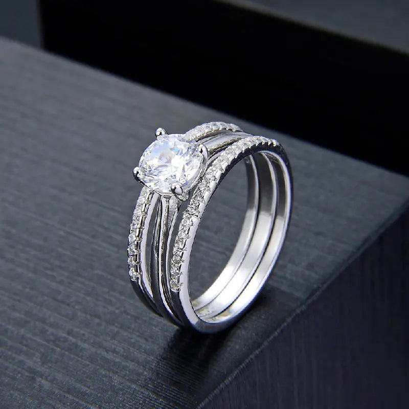 Triple Row Halo Diamond Ring