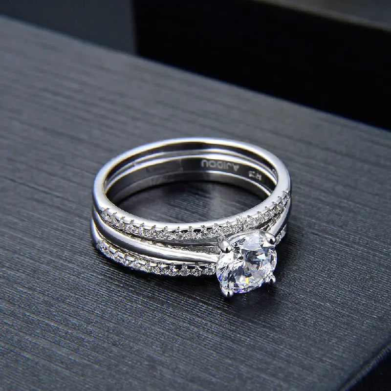 Triple Row Halo Diamond Ring