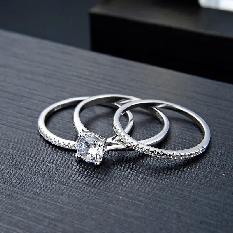 Triple Row Halo Diamond Ring